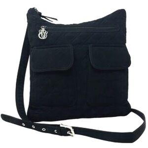 Vera Bradley Black Quilted Crossbody Bag – Adjustable Strap & Pockets